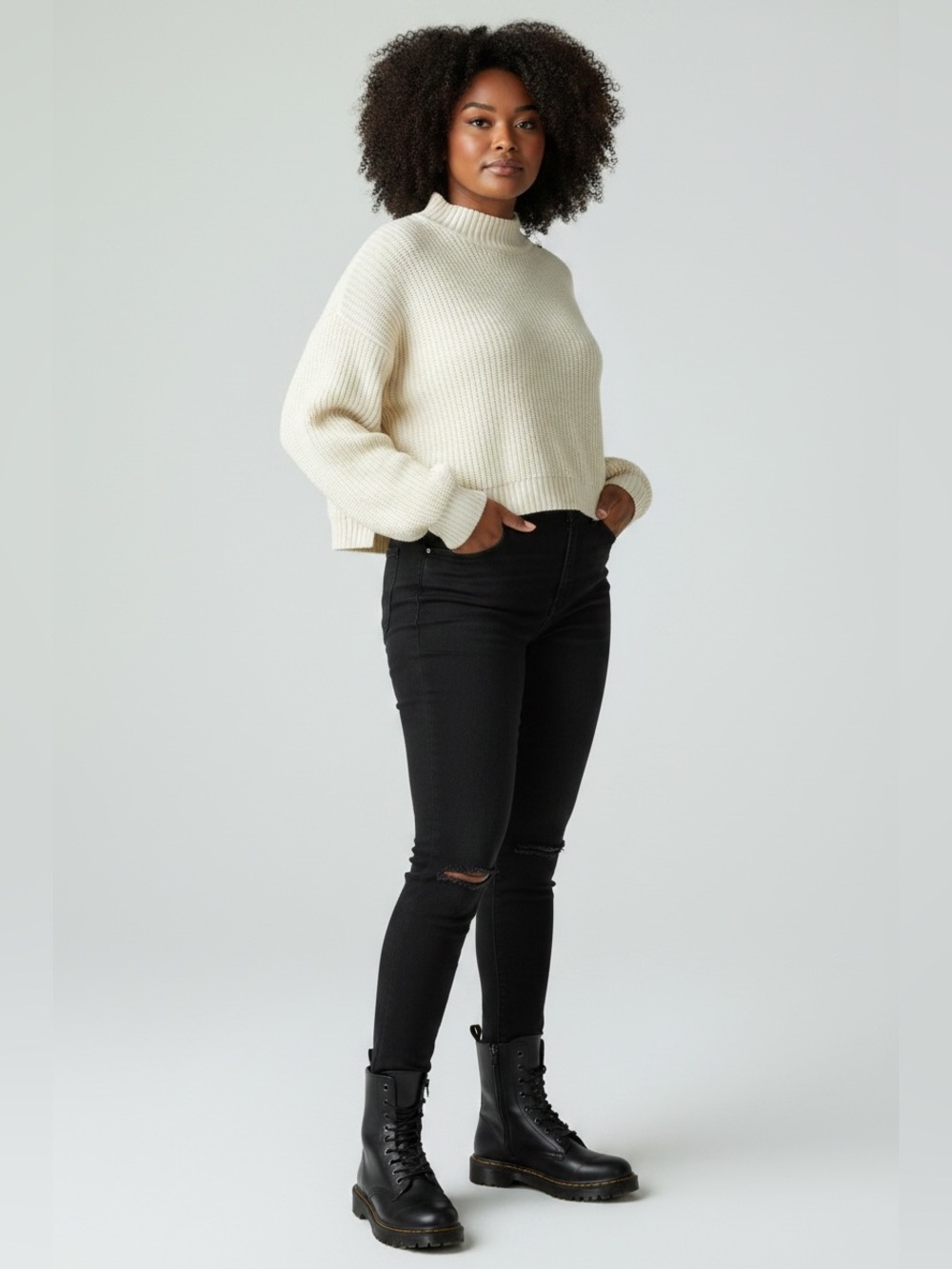 NWT Zaful Oversized Funnel Neck Ribbed Sweater - XL Off White